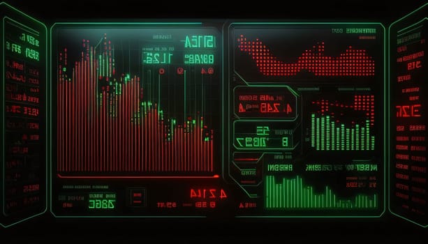 Stock Market: Futuristic interface with glowing forex chart. 3d rendering