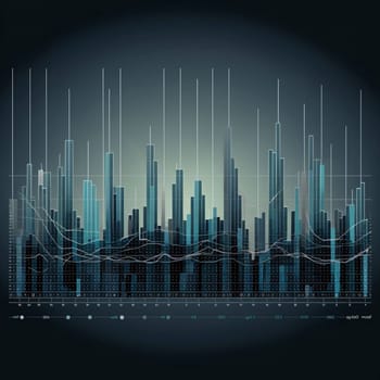 Stock Market: Abstract city background with skyscrapers and financial charts. Vector illustration.