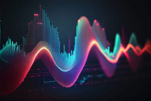Stock Market: 3d rendering sound waveform on dark background. Sound waveform concept