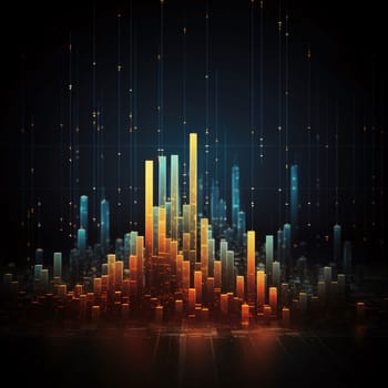 Stock Market: abstract futuristic technology background with high tech graphs, vector illustration.