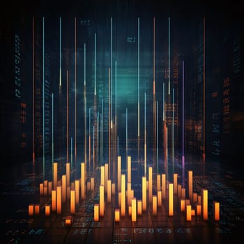 Stock Market: financial stock market graph and candlestick chart on technology abstract background