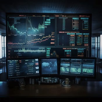 Stock Market: Stock market data on computer screen. Finance and trade concept. 3D Rendering