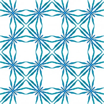Exotic seamless pattern. Blue incredible boho chic summer design. Textile ready cute print, swimwear fabric, wallpaper, wrapping. Summer exotic seamless border.