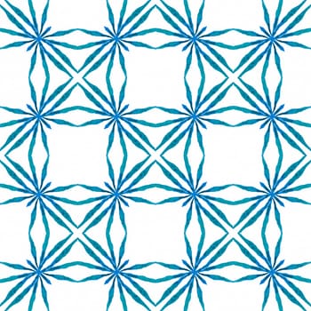 Exotic seamless pattern. Blue incredible boho chic summer design. Textile ready cute print, swimwear fabric, wallpaper, wrapping. Summer exotic seamless border.