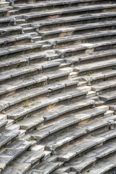 Amphitheatre and ornate marble ruins in the ancient city of Side, Antalya