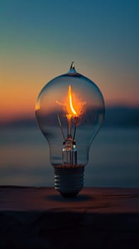 Light Bulb Against Sky Background.