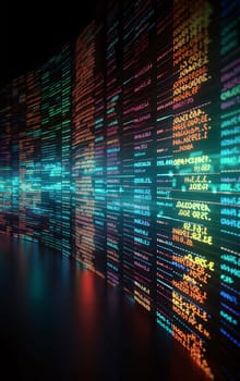 Stock Market: Programming code on computer monitor. Software development concept. 3D Rendering