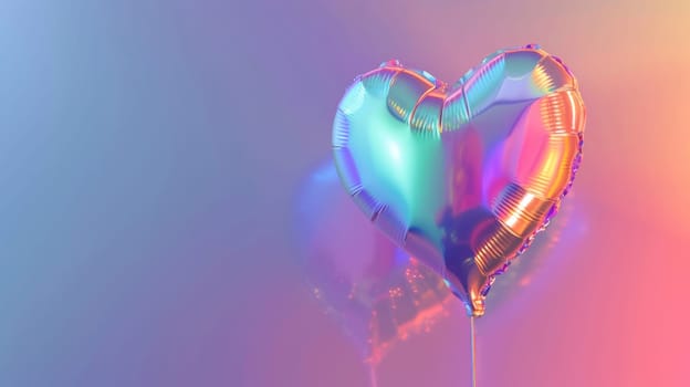 Heart shaped balloon on gradient background.
