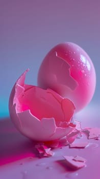 Neon Pink Glowing Broken Egg Shell.