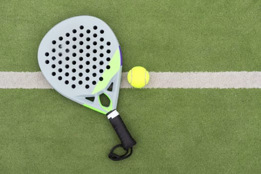 paddle rackets on the playing court. High quality photo