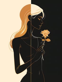 An artistic silhouette of a musician holding a rose while playing a plucked string instrument, showcasing the beauty of music and art in harmony