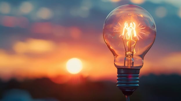 Light Bulb Against Sky Background.
