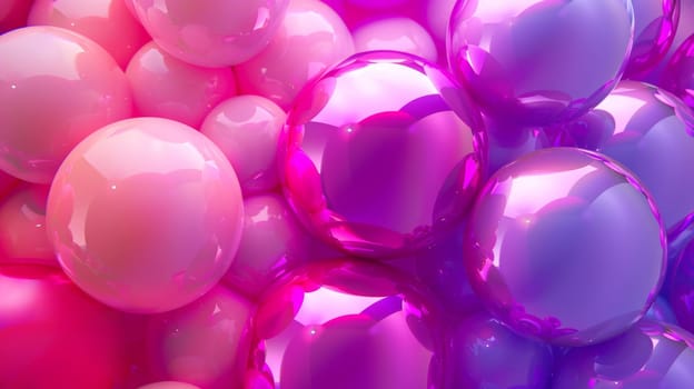 Colorful glossy balloons in pink and purple tones.