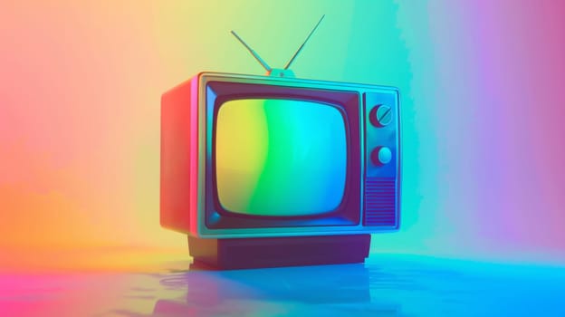 Vintage television with vibrant gradient colors.