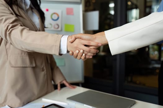 Business partner shaking hands, successful business, employment, new business, job interview, partnership concept.