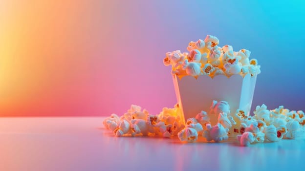 Popcorn box on a color gradient background.