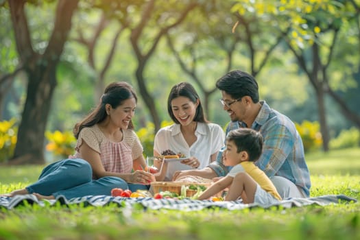 A happy family enjoying leisure time outdoors