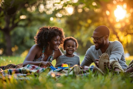 A happy family enjoying leisure time outdoors