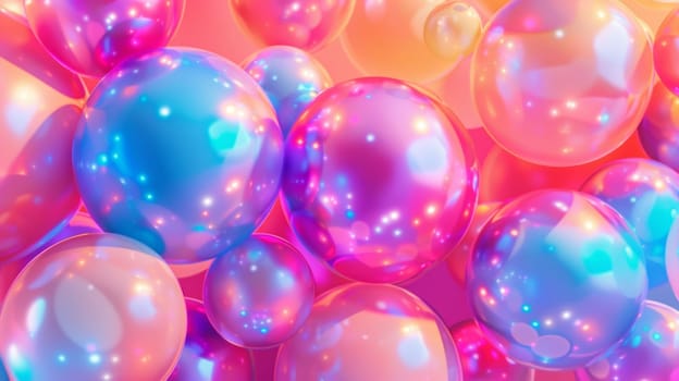 Colorful balloons with neon glow.