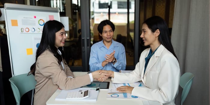 Business partner shaking hands, successful business, employment, new business, job interview, partnership concept.