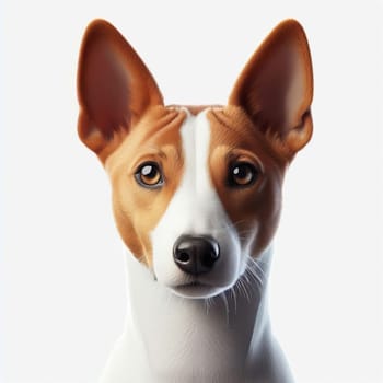 Basenji Dog facing the camera isolated a white background