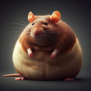 Adorable chubby rat with glossy eyes and soft fur, comfortably nestled at home. A symbol of love and companionship