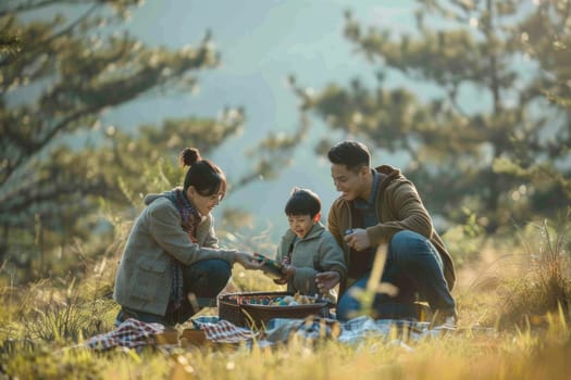 A happy family enjoying leisure time outdoors