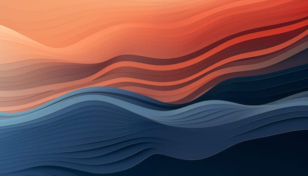An abstract painting capturing the mesmerizing harmony between powerful ocean waves and a breathtaking sunset. The painting evokes a sense of tranquility and awe-inspiring beauty through its unique blend of vibrant colors and graceful lines.