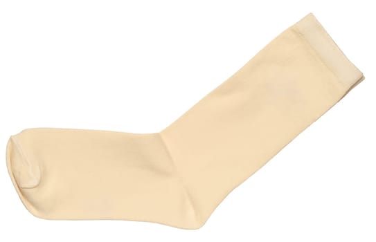 Beige cotton socks on isolated background, close up