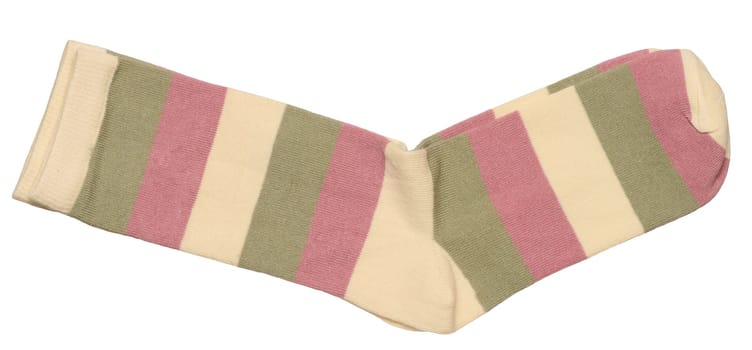 Striped cotton socks on isolated background, close up