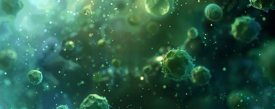 Group of Floating Germs, Airborne Particles Spreading in the Atmosphere.