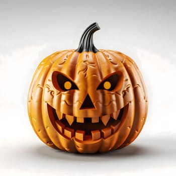 Jack-o-lantern pumpkin, Halloween image on a white isolated background. Atmosphere of darkness and fear.