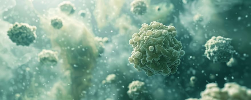 Group of Floating Germs, Airborne Particles Spreading in the Atmosphere.