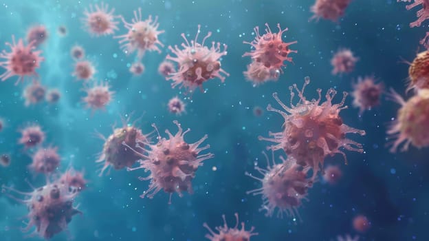 Group of Floating Germs, Airborne Particles Spreading in the Atmosphere.