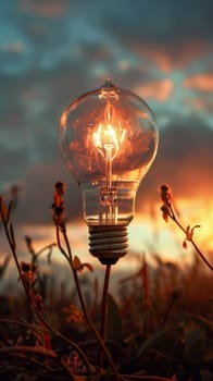Light Bulb Against Sky Background.