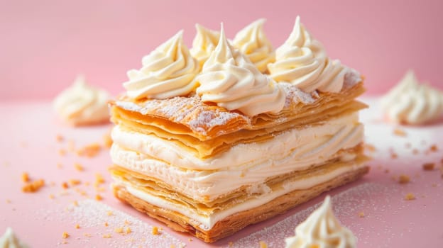 A Piece of Cake on a Pink Background.