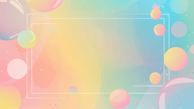 Pastel colored background with square frame.