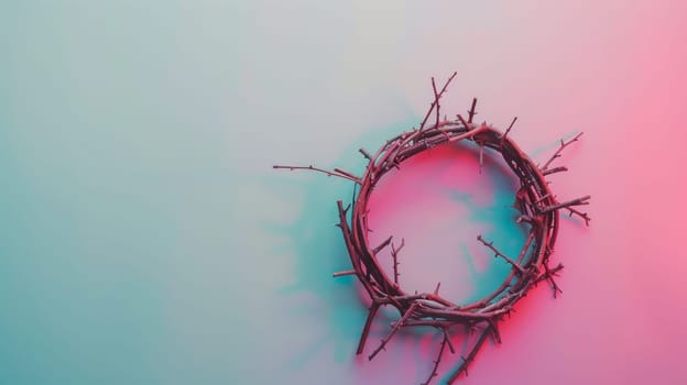 Jesus Crown of Thorns on pastel background.