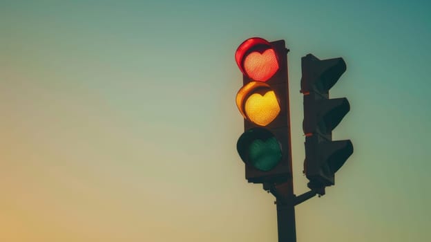 Traffic light with heart symbol.
