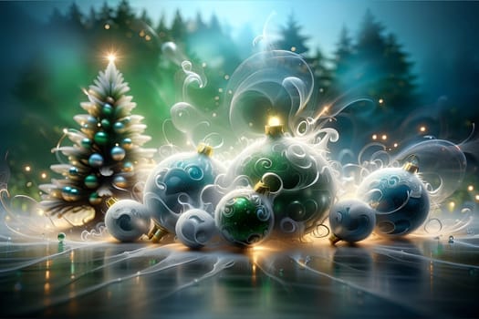 New Year greeting card with New Year balls .
