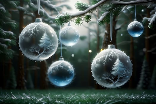 New Year greeting card with New Year balls .