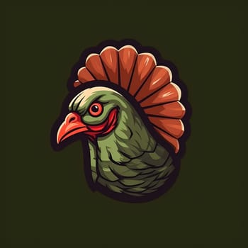 Isolated logo, turkey sticker. Turkey as the main dish of thanksgiving for the harvest. An atmosphere of joy and celebration.