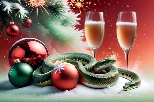 New Year greeting card with New Year balls .