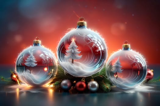 New Year greeting card with New Year balls .