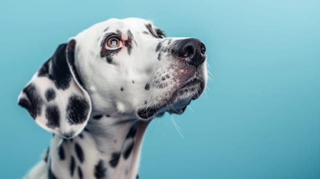 Dalmatian dog on blue background.