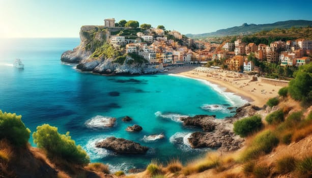 beautiful panorama of the Mediterranean coast.
