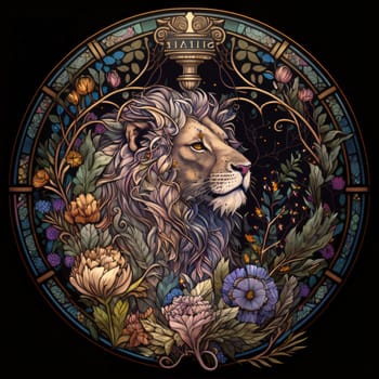 Signs of the zodiac: Zodiac sign Leo in the circle. Zodiacal horoscope illustration