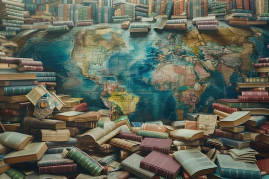 On World Book Day, envision a scene where books from around the globe gather, symbolizing the universal language of knowledge that transcends borders and cultures.