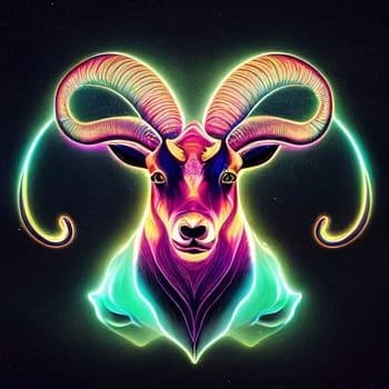 Signs of the zodiac: Zodiac sign Goat. Zodiac symbol of the year. Colorful zodiac lights.