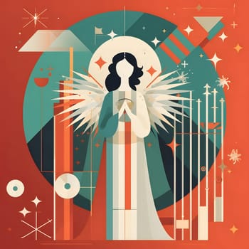 An abstract image of an angel. Christmas card as a symbol of remembrance of the birth of the savior. A Time of Joy and Celebration.